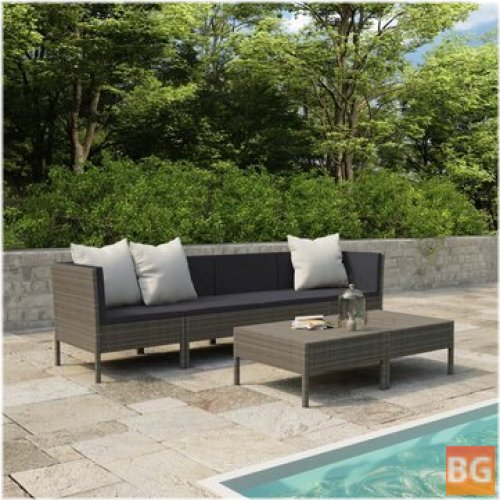 Garden Lounge Set with Cushions and Mats