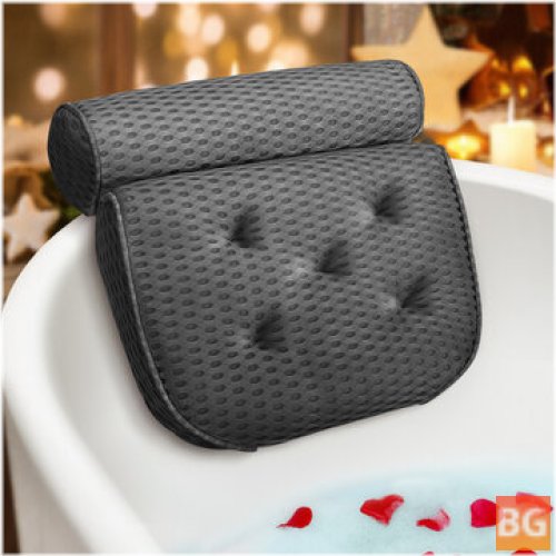 4D Air Mesh Bathtub Pillow with Neck Pads and Suction Cups