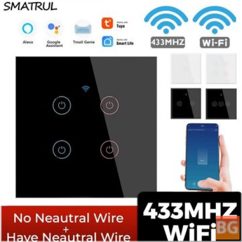 SMATRUL Wifi Touch Switch for Alexa/Google Home, No Neutral Wire Needed