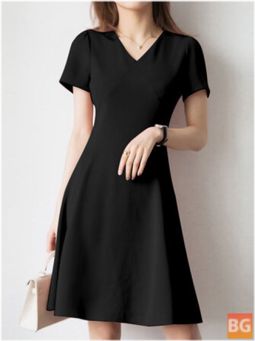 Short Sleeve A-line Dress for Women