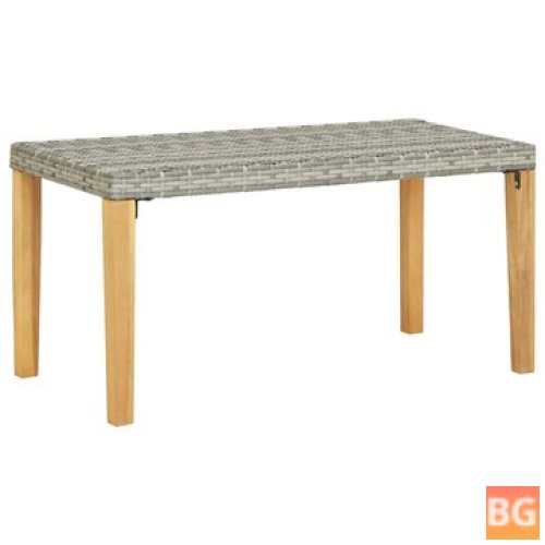 Garden Bench - 47.2 Gray Poly Rattan and Solid Acacia Wood