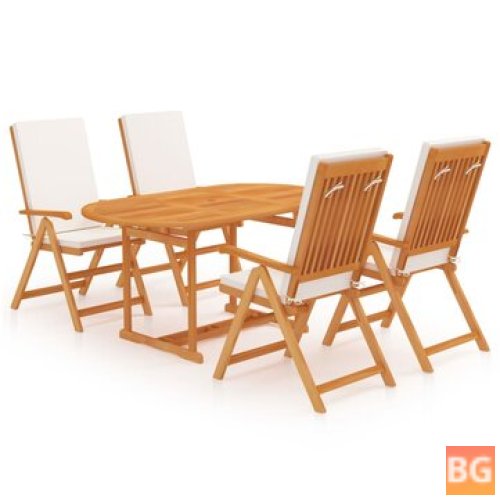Dining Set with Cushions - Solid Teak Wood