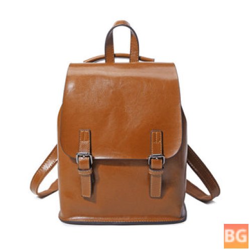 Travel Backpack with Cowhide Leather and Waterproofing