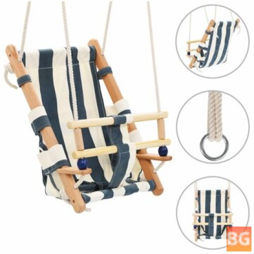 Baby Swing with Safety Belt - Cotton Wood Blue