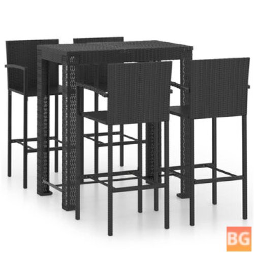 Outdoor Bar Set with Arms and Arms Rest, Poly Rattan