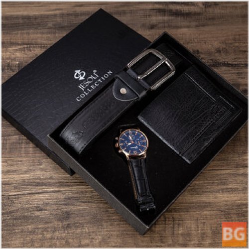 XSVO Men's Wallet with Quartz Watch Folding Wristband