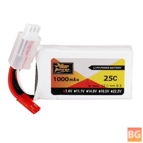 ZOP Power 7.4V 1000mAh 25C 2S Lipo Battery for RC Models