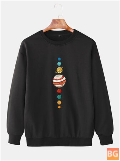 Planet Print Sweatshirt with Cotton Fabric