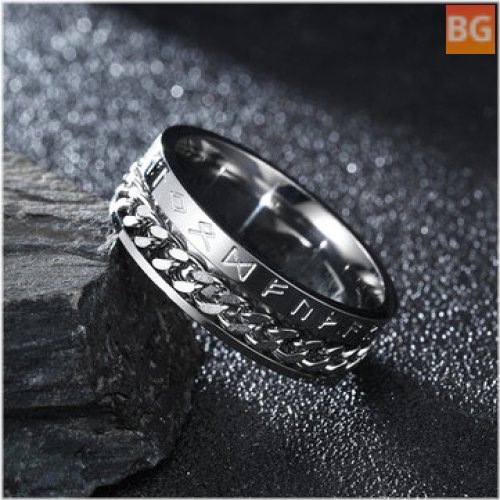 1Pcs Fashion Turnable Geometric Pattern Rotatable Stainless Steel Men's Ring