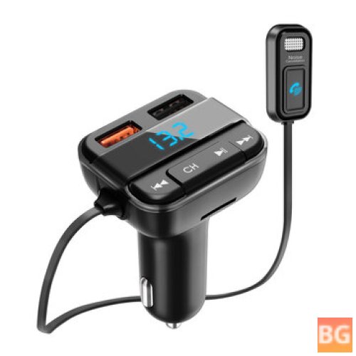 Bluetooth Car Charger with Digital Display and Wireless Radio Adapter for Apple Siri and Google Assistant