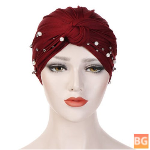 Women's Ethnic Style Breathable Side Flower Headband Cap Turban Cap