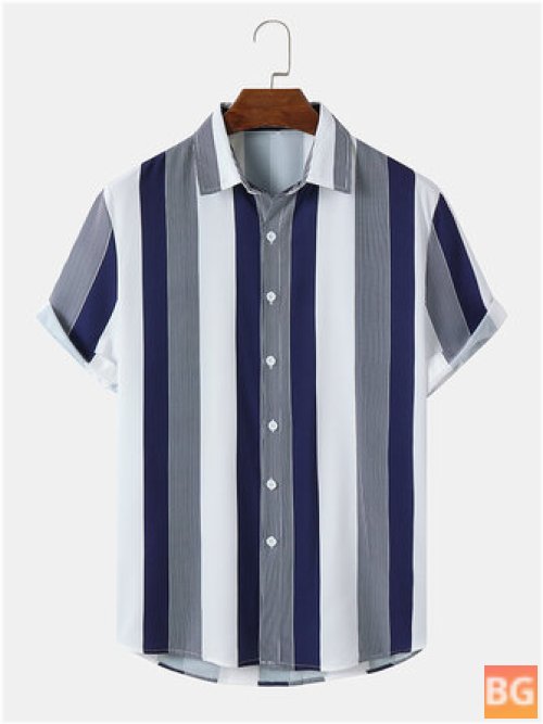 Short Sleeve Lapel Shirt - Mens