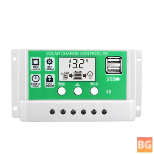 30A Solar Charge Controller with LCD Display and USB Charging for Lithium Batteries