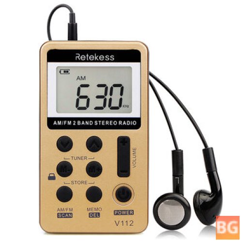 Retekes V-112 FM Radio Portable Mini Radio - 2 Band Stereo Radio Digital Tuning Handheld Digital Pocket Radio