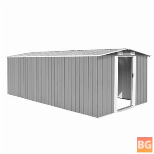 Garden Shed with Doors and Windows - Metal Grey