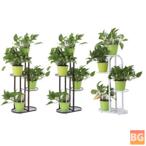 Garden Home Decoration - 4 Layers Iron Flower Stand Pot Plant Display Shelves Rack