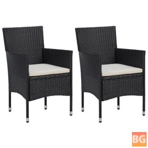 2PCS Poly Rattan Garden Dining Chairs