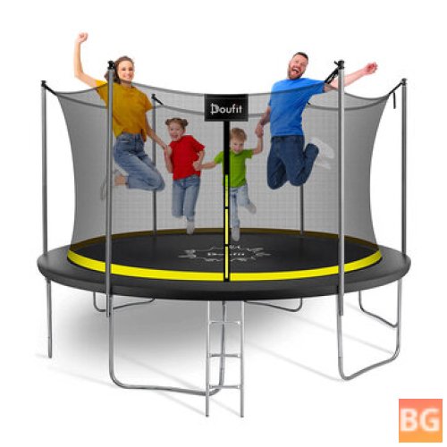 Doufit 12FT Trampoline Jumping Exercise Fitness Bed with Enclosure Net Ladder Outdoor Home Sport