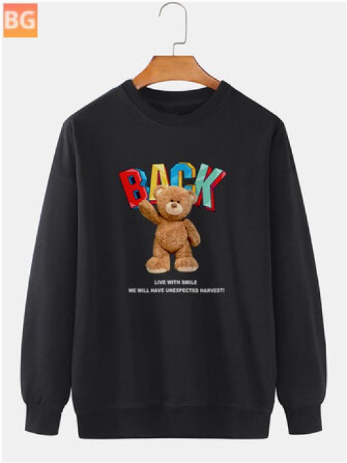 Cartoon Bear Pullover Sweatshirt for Men