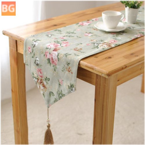 Rose Linen Table Runner with Heat Insulation