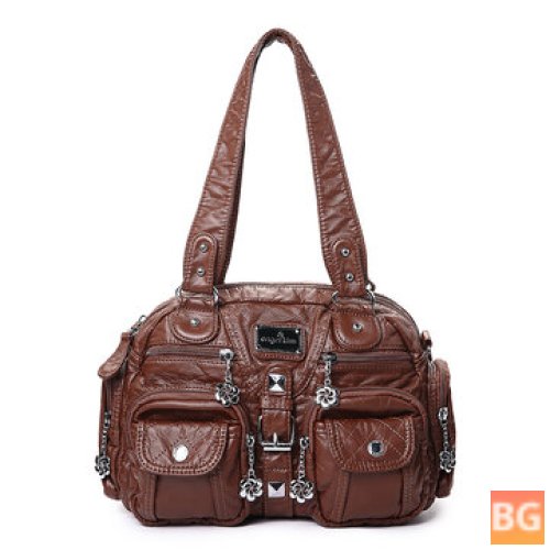 Soft Leather Motorcycle Bag with a Crossbody Bag and a Shoulder Bag