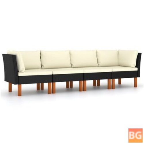 4-Seater Garden Sofa with Cushions in Black