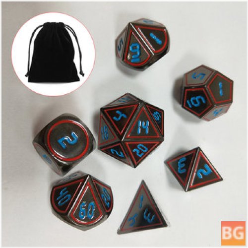 7Pcs Set of Antique Metal Polyhedral Dice for RPG