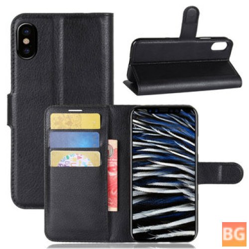 Leather Flip Wallet for iPhone X