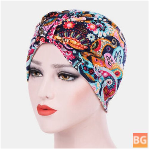 Pastoral Floral Pattern Beanie Scarf for Women