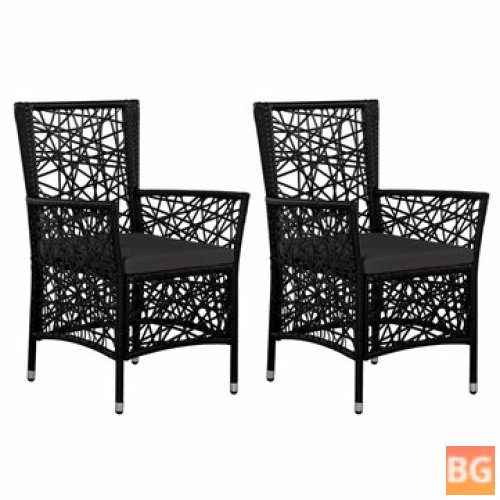 Poly Rattan Outdoor Chairs with Cushions (Set of 2)