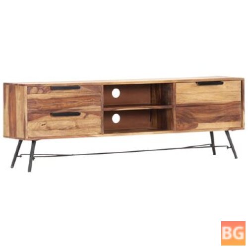TV Cabinet with Shelves and Cabinets - Solid Sheesham Wood