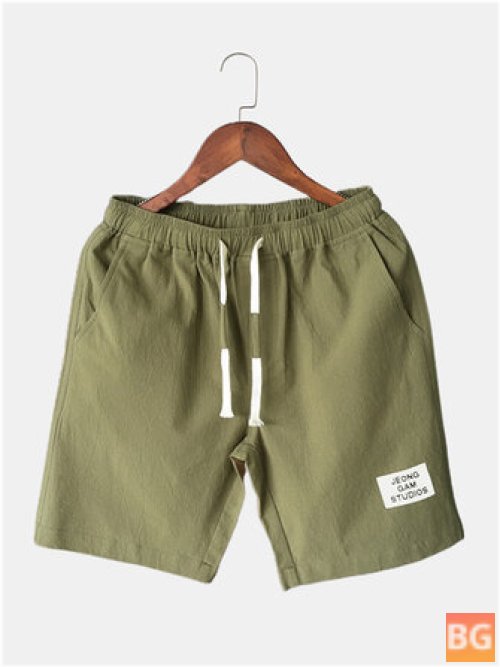 Short-sleeved Cotton Shorts for Men - Solid Color