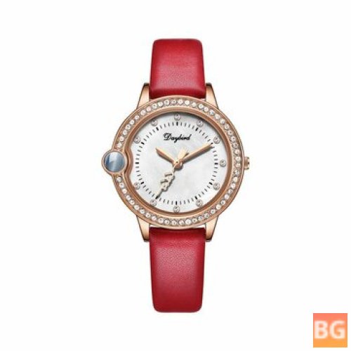 Women's Quartz Watch with Hardlex Glass and Leather Strap