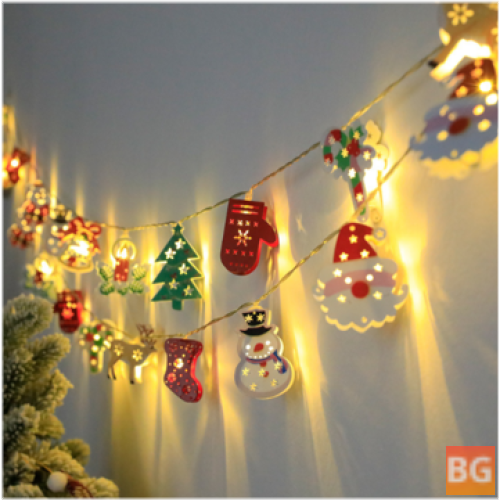 LED Christmas Tree Garland with Fawn, Bell, Snowflake and Old Man - Gloves