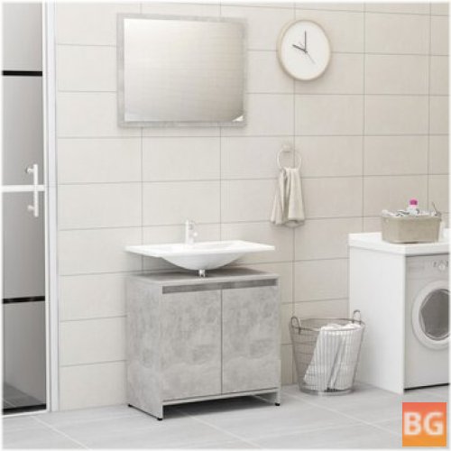 Bathroom Furniture Set in Gray Chipboard