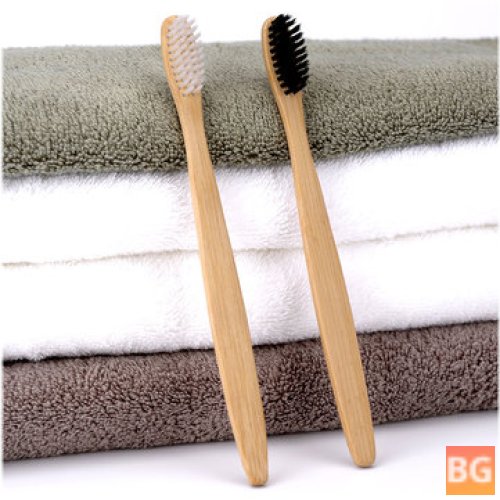 Adult Toothbrush with Bamboo Bristles and Soft-grip Handle