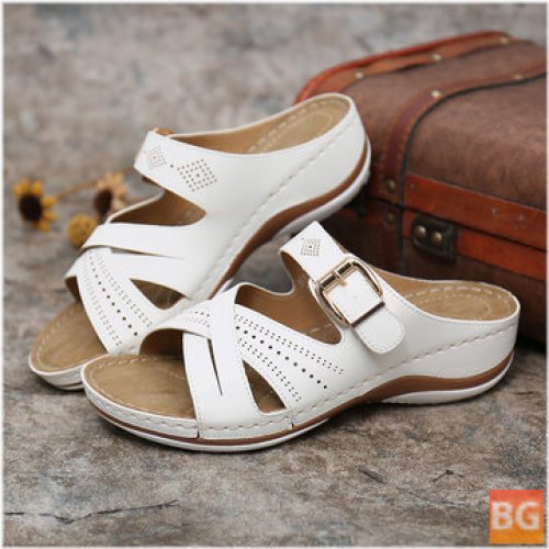 Women's Hollow Out Breathable Open Toe Wedge Sandals