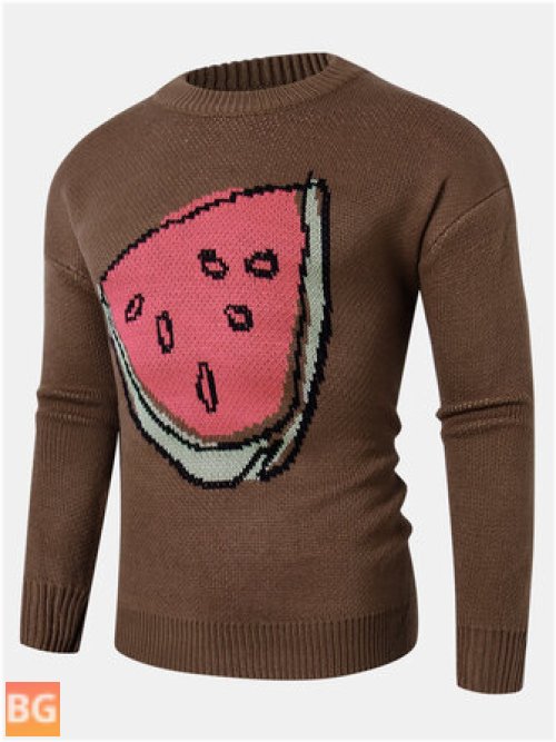 Mens Sweater with Pattern - Long Sleeve