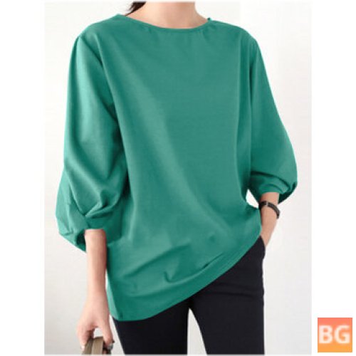 Casual Blouse with Solid Neckline
