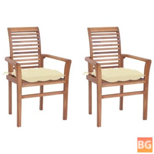 Dining Chairs with Cream Cushions and Wood