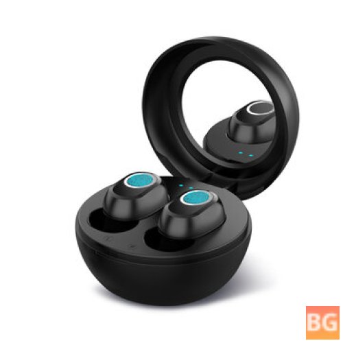 Touch Control Earphone with Mirror Charging Case - Blue