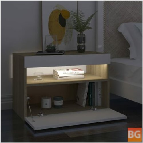 Bedside Table with LED Lights and Adjustable Legs