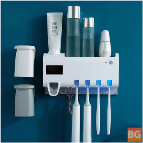 2-in-1 Toothbrush Holder Rack with Toothbrush Holder, Mouthwash Cup, Toothpaste