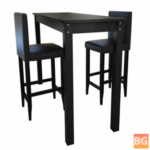 Black Bar Table with 2 Stools