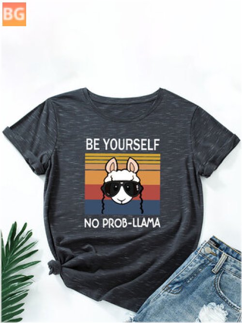 Print T-Shirt for Women - Cartoon Animal Slogan