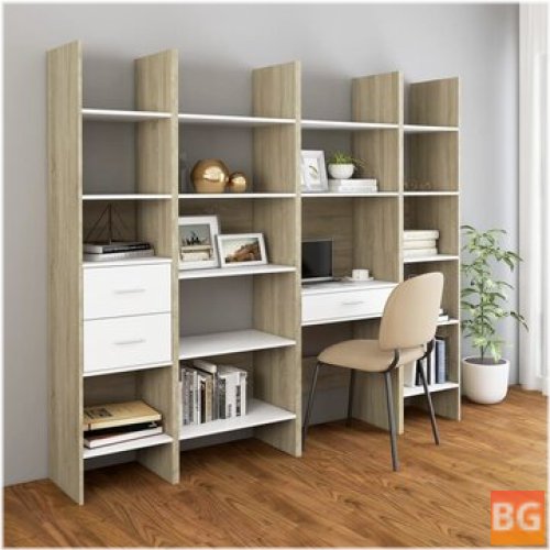 Book Cabinet Set - White and Sonoma Oak