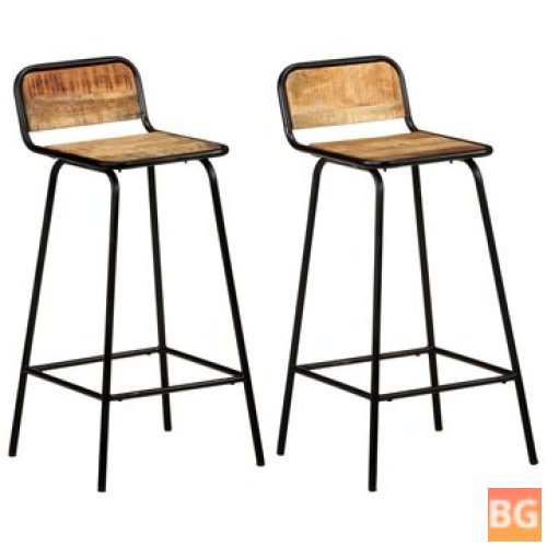 2-Piece Bar Chairs with Wood Legs