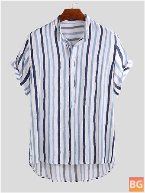 Henley Shirt with Vertical Stripe
