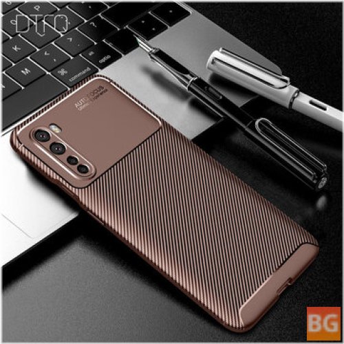 OnePlus Nord Carbon Fiber Pattern Protective Case with Lens Protector