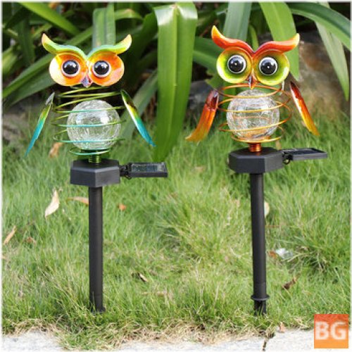 Solar Owl LED Lawn Lights - Wrought Iron Ground Plug